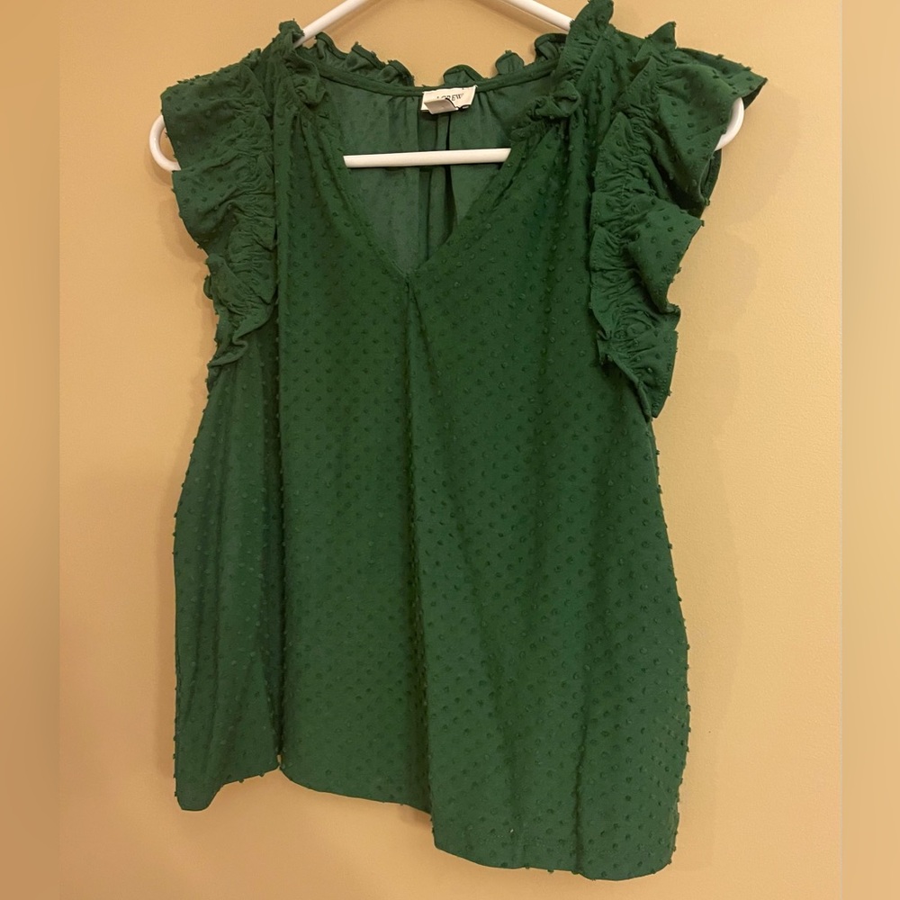 J Crew Emerald Green Short Sleeve Top - Medium